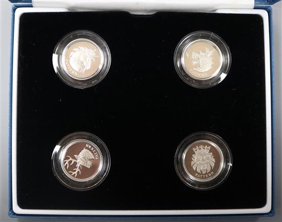 Royal Mint silver proof coins - two UK pattern collections 2004 & 2005, six one pound coins; 1985, 2003, 2004, 2005, 2006 x2,